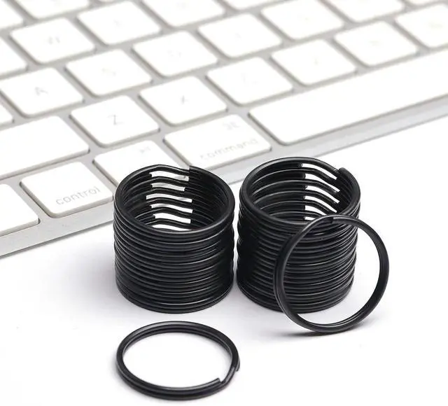 Alt view image 3 of 7 - 50pcs 25mm Key Ring Keychain Metal Black Round Split Key Chains Rings Connectors for Home Car Dog Tag Office Ornaments Keys Attachment