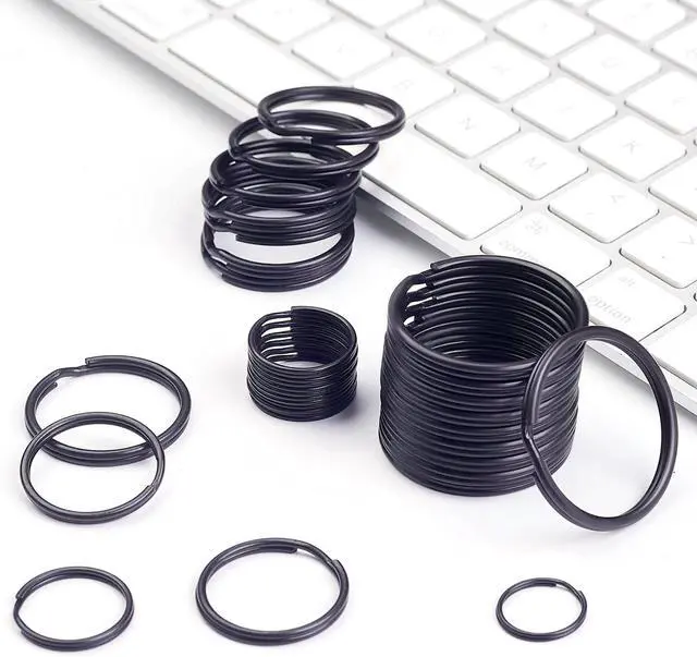 Alt view image 5 of 7 - 50pcs 25mm Key Ring Keychain Metal Black Round Split Key Chains Rings Connectors for Home Car Dog Tag Office Ornaments Keys Attachment