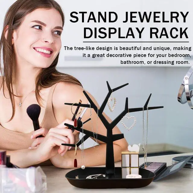 Alt view image 3 of 6 - OULIGET Tabletop Key Holder Stand Tree Key Rack,Stand Jewelry Display Necklace Ring Earring Holder Rack,Jewelry Organizer Tray Home Decor for Home Entryway