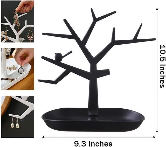 Alt view image 6 of 6 - OULIGET Tabletop Key Holder Stand Tree Key Rack,Stand Jewelry Display Necklace Ring Earring Holder Rack,Jewelry Organizer Tray Home Decor for Home Entryway