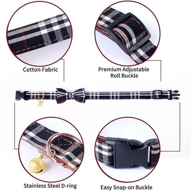 Alt view image 4 of 4 - Yizepet Dog Collar with Bow Tie- Adjustable pet Collar for Dogs with Plastic Buckle Collar, Stylish Pattern for Small Medium or Large Boy and Girl Dog and Cat