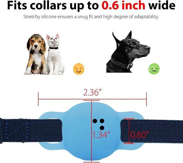 Alt view image 4 of 6 - Silicone Cat Collar Holder for Tile Sticker 2024, 2 Pack Protective Case for Tile Sticker Tracker Pet Dog Cat (Black/Luminous Blue)