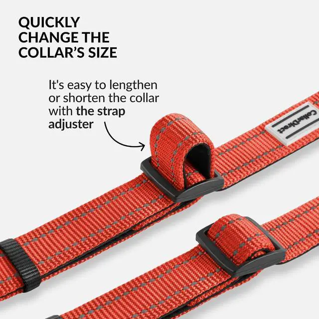 Alt view image 5 of 7 - Reflective Dog Collar, Quick-Release Buckle (Orange, 14-18 Inch) | Reflective Nylon, Swim-Safe, Quick-Release Buckle, for Small to Large Dogs & Puppies