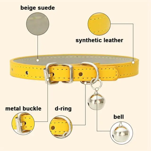 Alt view image 5 of 5 - Purple XXS Dog Collar with Bell,Soft Pu Leather Female Puppy Collar with Bells Basic Girls Cat Collar with Bells for XXS XSmall Small Medium Pet Cats Kitten Tiny Animal Yorkie Chihuahua,XXSmall