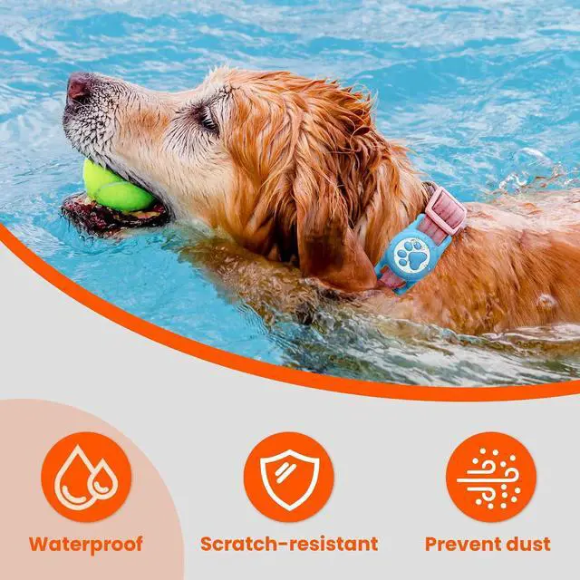 Alt view image 2 of 7 - Waterproof Airtag Dog Collar Holder for Apple Air Tag, Silicone Dog Airtag Holder for Dogs & Cat Collars(Blue)