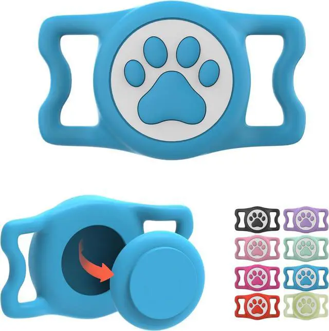 Main image of Waterproof Airtag Dog Collar Holder for Apple Air Tag, Silicone Dog Airtag Holder for Dogs & Cat Collars(Blue)