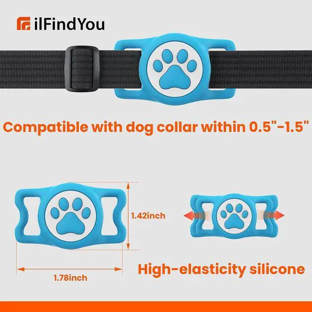 Alt view image 5 of 7 - Waterproof Airtag Dog Collar Holder for Apple Air Tag, Silicone Dog Airtag Holder for Dogs & Cat Collars(Blue)