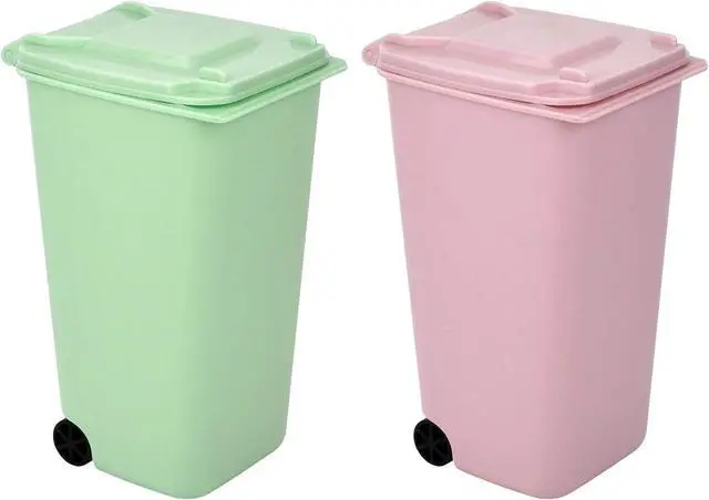 Main image of Mini Trash Can with Lid Swing Top Small Trash Can Pen Holder for Car Bedroom Office Desktop 22 Fl Oz (2 Pcs Pink and Green)