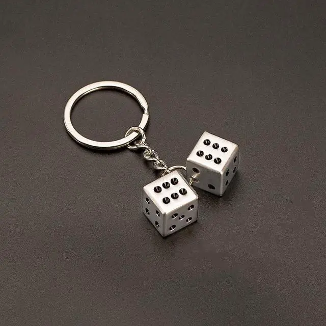 Alt view image 7 of 7 - Lucky Silver Metal Dice Keychain with Black Dots - Stylish and Fortunate Charm for Keys, Bags, and Everyday Use - Durable, Multipurpose Accessory
