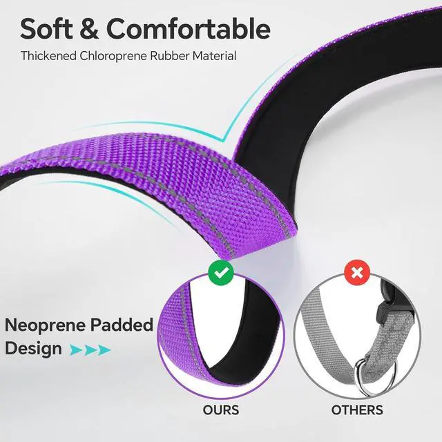 Alt view image 4 of 7 - Reflective Dog Collar with Quick Release Buckle - Metal Ring - Adjustable Soft Neoprene Padded Basic Dog Collar for Small Medium Large Dogs (Purple, Small :Width 1",Neck 11.8-15.7")