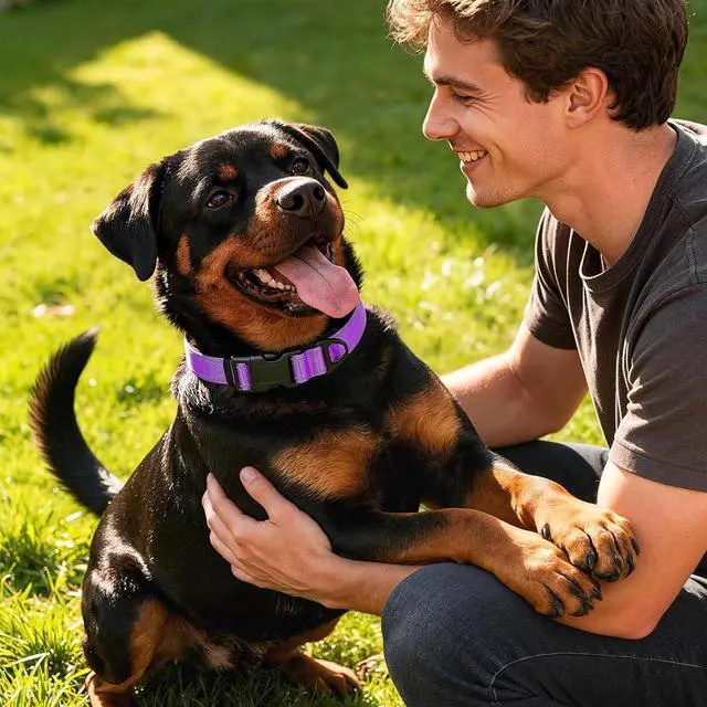Alt view image 6 of 7 - Reflective Dog Collar with Quick Release Buckle - Metal Ring - Adjustable Soft Neoprene Padded Basic Dog Collar for Small Medium Large Dogs (Purple, Small :Width 1",Neck 11.8-15.7")