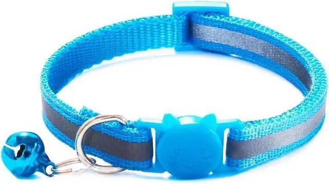 Alt view image 2 of 4 - Reflective Cat Collar Breakaway with Bells, 2 Pack Pet Cat Collar Adjustable 7.5-12.5 Inch (Sky Blue)