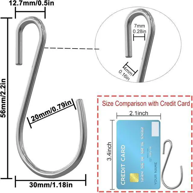 Alt view image 2 of 5 - Yikla S Hooks - Heavy Duty Small S Shaped Hooks for Hanging Clothes, Plants, Pots - Made of Stainless Steel, 20 Pack