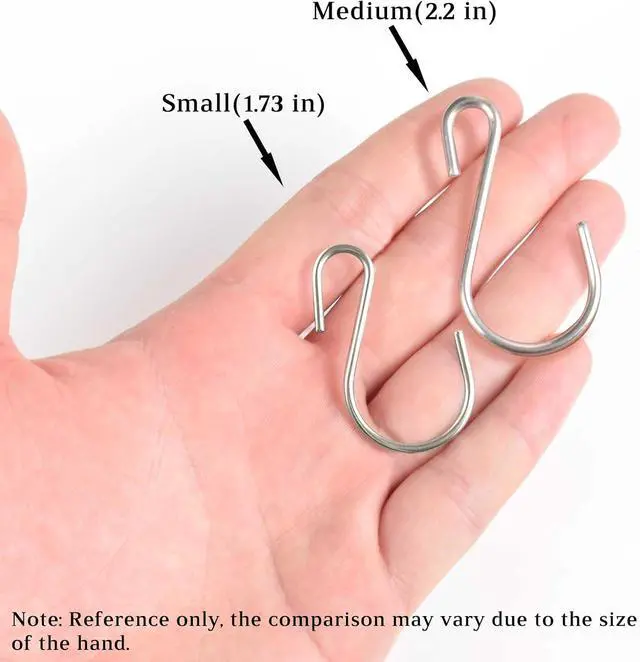 Alt view image 5 of 5 - Yikla S Hooks - Heavy Duty Small S Shaped Hooks for Hanging Clothes, Plants, Pots - Made of Stainless Steel, 20 Pack