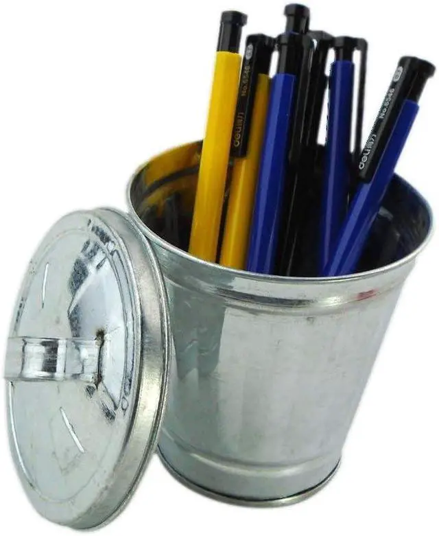 Alt view image 2 of 5 - 2pcs Mini Trash can & Iron Garbage can Pencil Cup Holder