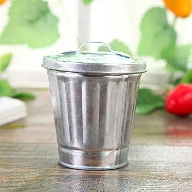 Alt view image 3 of 5 - 2pcs Mini Trash can & Iron Garbage can Pencil Cup Holder
