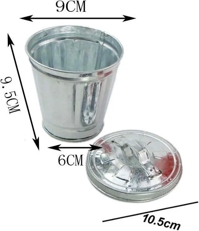 Alt view image 4 of 5 - 2pcs Mini Trash can & Iron Garbage can Pencil Cup Holder