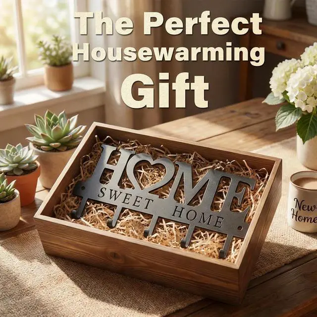 Alt view image 7 of 7 - Key Holder for Wall with 5 Hooks, Wall Mounted Metal Key Rack Organizer, Home Sweet Home Heart Decor Key Hooks for Entryway, Mudroom, Kitchen, Dog Leashes, Coats, Housewarming Gift, Black