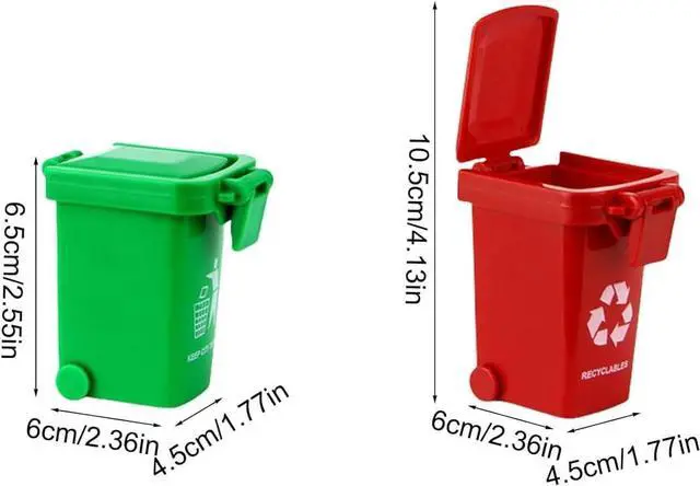 Alt view image 2 of 7 - Jowxsx 3Pcs Tiny Recycle Bin for Desk, Garbage Trash Pen Holder, Recycle Bin Pencil Holder, Miniature Garbage Truck's Trash Cans, Unique Small Trash Can Truck Toy with Lid Wheels