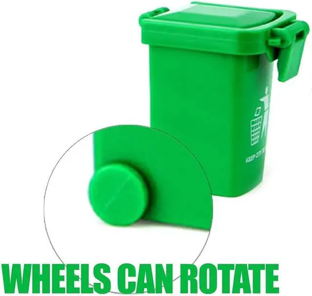 Alt view image 3 of 7 - Jowxsx 3Pcs Tiny Recycle Bin for Desk, Garbage Trash Pen Holder, Recycle Bin Pencil Holder, Miniature Garbage Truck's Trash Cans, Unique Small Trash Can Truck Toy with Lid Wheels