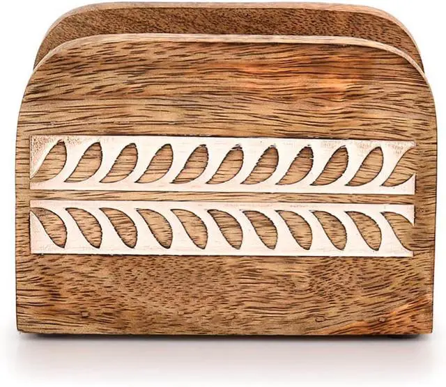 Alt view image 2 of 5 - Napkin Holder Mango Wood Upright Paper Napkin Storage Rustic Farmhouse Wood Napkin Holder Vintage Home decor (5.5"x 2.5"x 4")