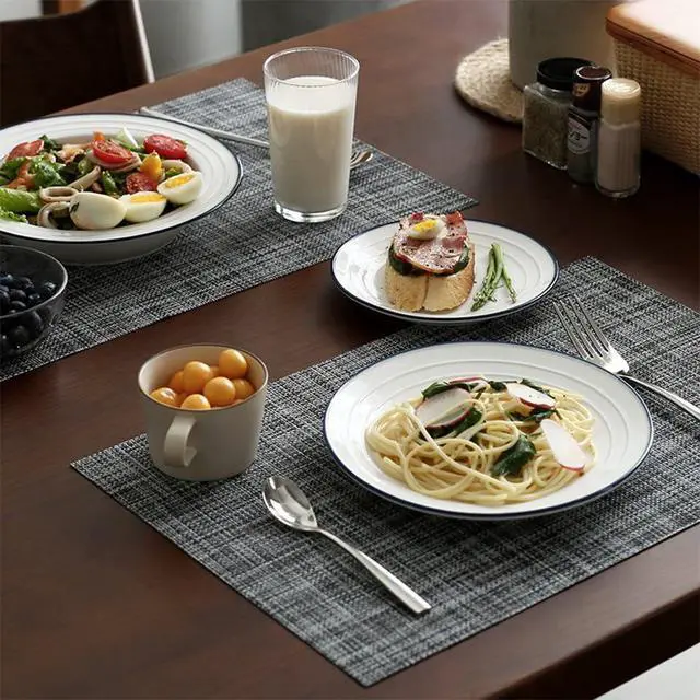 Alt view image 2 of 7 - homEdge PVC Placemat, 4 PCS of Non-Slip Heat Resistant Place Mats, Washable Vinyl Placemats, Set of 4 Gray