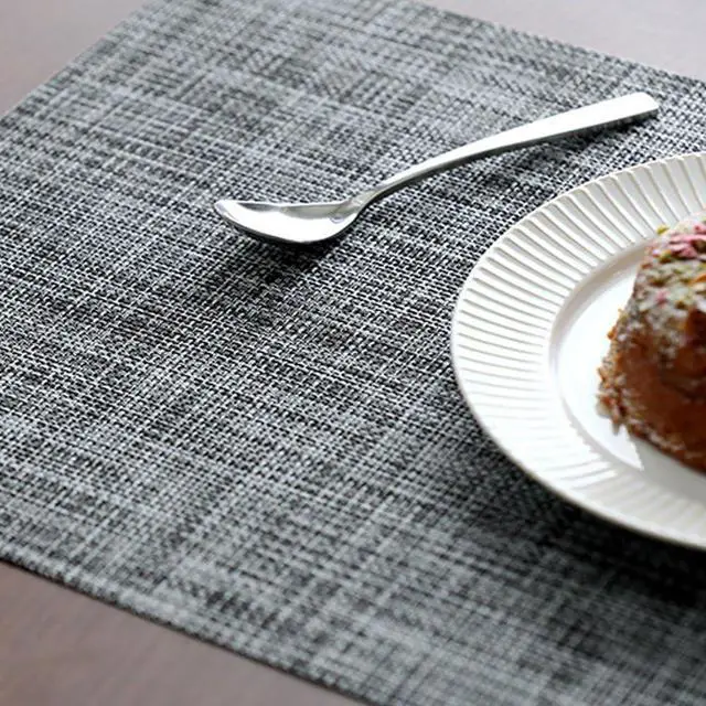 Alt view image 4 of 7 - homEdge PVC Placemat, 4 PCS of Non-Slip Heat Resistant Place Mats, Washable Vinyl Placemats, Set of 4 Gray