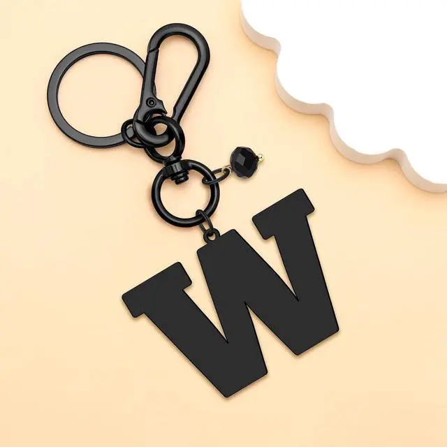 Alt view image 3 of 7 - Initial Keyring Gifts Black Letter Keychain for Women Initial Letter Keyring for Backpack Black Keychain