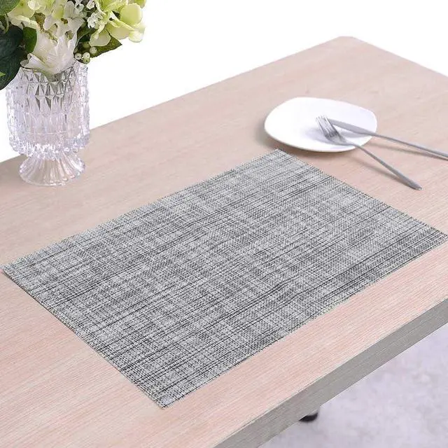Alt view image 7 of 7 - homEdge PVC Placemat, 4 PCS of Non-Slip Heat Resistant Place Mats, Washable Vinyl Placemats, Set of 4 Gray