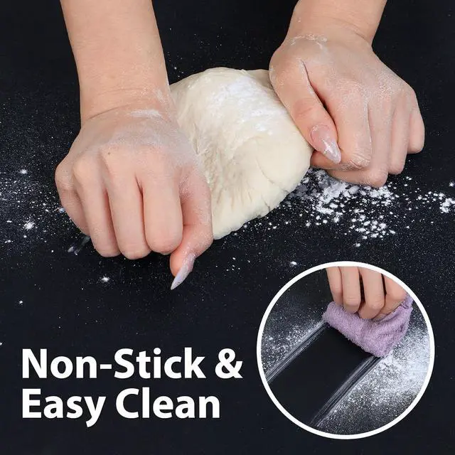 Alt view image 3 of 7 - Thick Silicone Counter Mat Large 23.4"by15.6", Heat Resistant Mat | Kitchen Table/Countertop Protector/Non Stick Pastry Baking Placemats, Silicone Pad for Crafts Kids, Super Kitchen Black