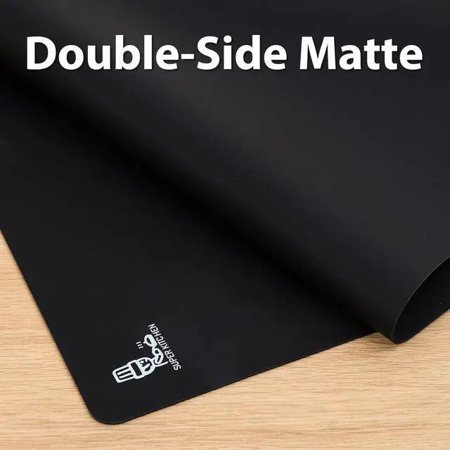 Alt view image 4 of 7 - Thick Silicone Counter Mat Large 23.4"by15.6", Heat Resistant Mat | Kitchen Table/Countertop Protector/Non Stick Pastry Baking Placemats, Silicone Pad for Crafts Kids, Super Kitchen Black