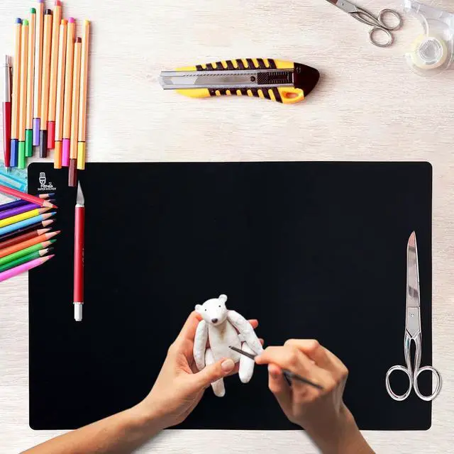 Alt view image 7 of 7 - Thick Silicone Counter Mat Large 23.4"by15.6", Heat Resistant Mat | Kitchen Table/Countertop Protector/Non Stick Pastry Baking Placemats, Silicone Pad for Crafts Kids, Super Kitchen Black