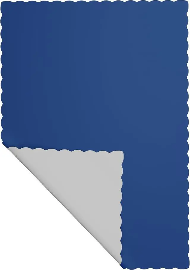 Alt view image 3 of 4 - Disposable Paper Placemats, Scalloped Edge Table Mats, Blue, Pack of 50 | Disposable paper placemats, scalloped-edge design, blue, 50 count, quick table setup and cleanup