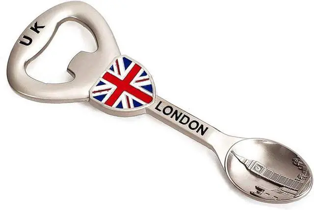 Alt view image 2 of 6 - Travel souvenirs Soup spoon shape Bottle Opener,Refrigerator Magnet UK London Zinc alloy Beer Bottle Openers,Creative kitchen supplies gift bottle opener.