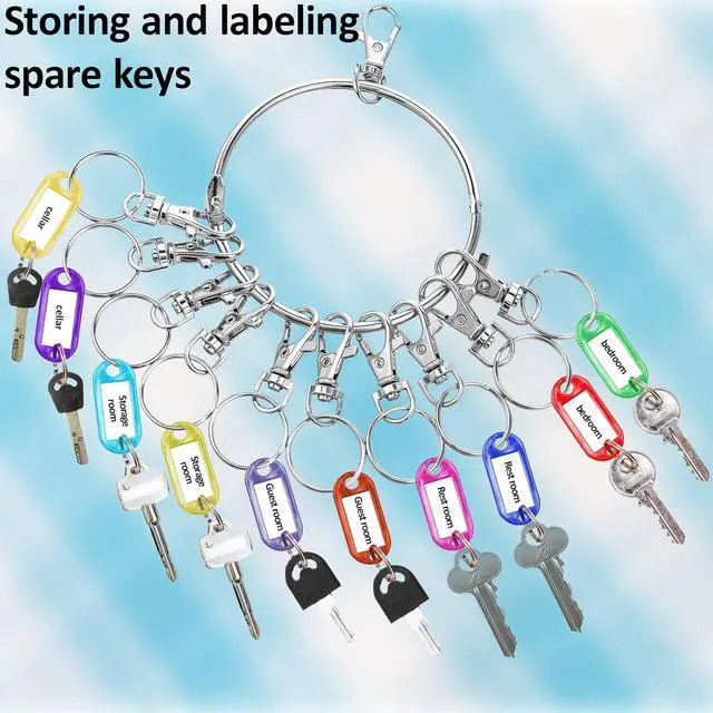 Alt view image 4 of 7 - Large Key Ring Hoop,Key Ring Holder,Keys Organizer Portable Keys Management Holders with 10 Swivel Clasps Big Rings Keychain Holders Rings for Office Warehouse School Home(Silver)