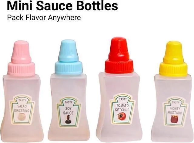 Alt view image 2 of 7 - 4Pcs Colorful Mini Cute Tomato Ketchup BottleSalad Dressing Tomato Containers Empty Ketchup and Mustard Syrup Dispenser for Adults Portable Small Sauce Container,Office Worker for Bento Box