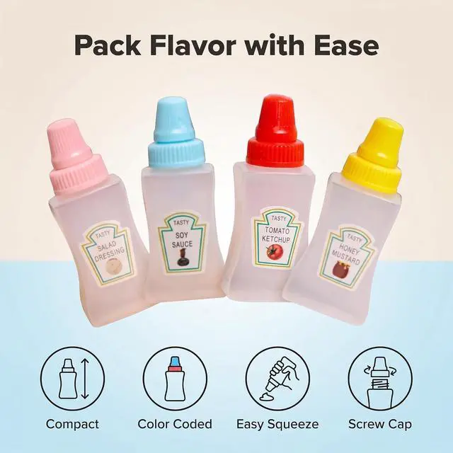 Alt view image 3 of 7 - 4Pcs Colorful Mini Cute Tomato Ketchup BottleSalad Dressing Tomato Containers Empty Ketchup and Mustard Syrup Dispenser for Adults Portable Small Sauce Container,Office Worker for Bento Box