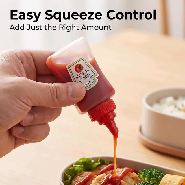 Alt view image 4 of 7 - 4Pcs Colorful Mini Cute Tomato Ketchup BottleSalad Dressing Tomato Containers Empty Ketchup and Mustard Syrup Dispenser for Adults Portable Small Sauce Container,Office Worker for Bento Box