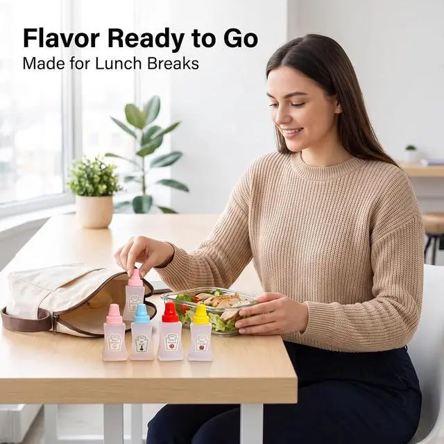 Alt view image 6 of 7 - 4Pcs Colorful Mini Cute Tomato Ketchup BottleSalad Dressing Tomato Containers Empty Ketchup and Mustard Syrup Dispenser for Adults Portable Small Sauce Container,Office Worker for Bento Box