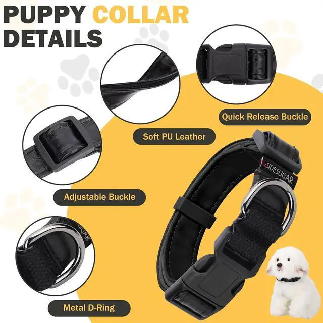Alt view image 3 of 7 - PU Dog Collar with Tracker Holder Soft Lightweight Breathable S | Pet Collars for Small Medium Dogs Puppy, Adjustable, Quick Release Buckle, Black
