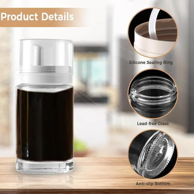 Alt view image 3 of 6 - 2-Pack Leakproof Small Glass Oil and Vinegar Dispenser Bottles - 3.4oz (100ml) Each - Perfect for Kitchen and BBQ Use