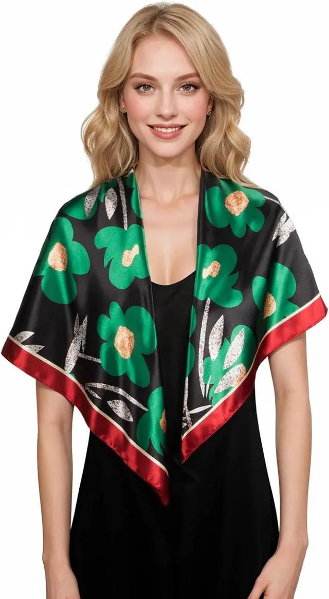 Alt view image 4 of 7 - RIIQIICHY Head Scarf for Women Like Silk Scarf Hair Scarf Printed Square Scarf Bandanas for Women 35 Inches