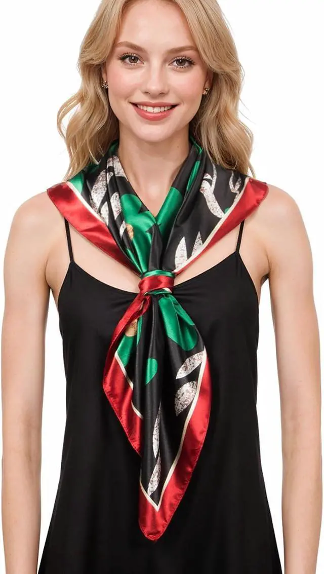 Alt view image 2 of 7 - RIIQIICHY Head Scarf for Women Like Silk Scarf Hair Scarf Printed Square Scarf Bandanas for Women 35 Inches