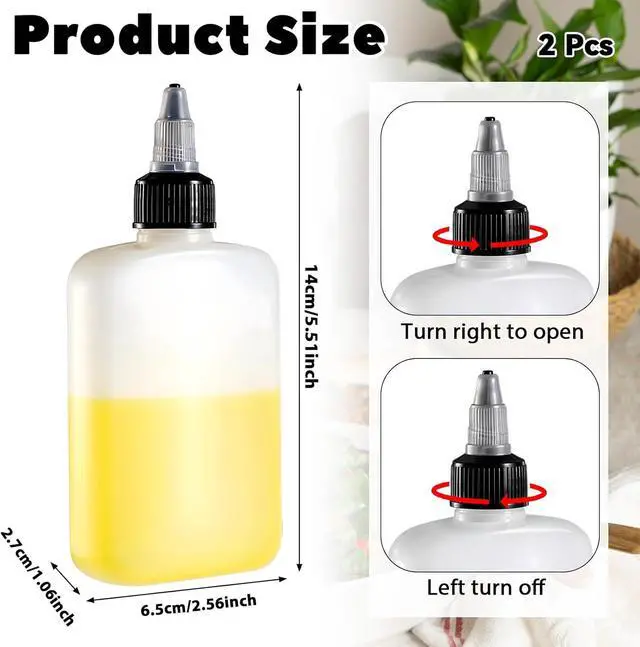 Alt view image 2 of 7 - KALIONE Oil Dispenser Bottle for Camping & Cooking, 4oz Squeeze Condiment Bottle, 2 Pack, High Density Polyethylene, 118.29ml, Reusable, Leak-proof Screw Cap