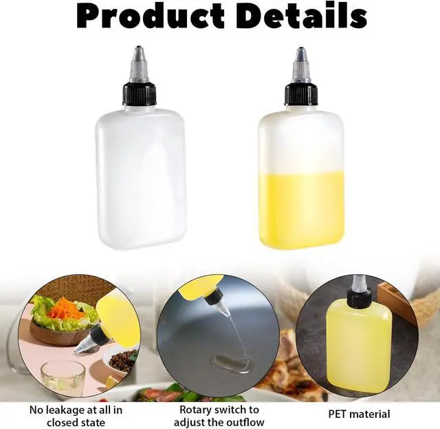 Alt view image 3 of 7 - KALIONE Oil Dispenser Bottle for Camping & Cooking, 4oz Squeeze Condiment Bottle, 2 Pack, High Density Polyethylene, 118.29ml, Reusable, Leak-proof Screw Cap