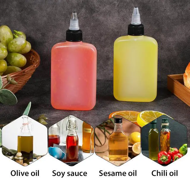 Alt view image 4 of 7 - KALIONE Oil Dispenser Bottle for Camping & Cooking, 4oz Squeeze Condiment Bottle, 2 Pack, High Density Polyethylene, 118.29ml, Reusable, Leak-proof Screw Cap
