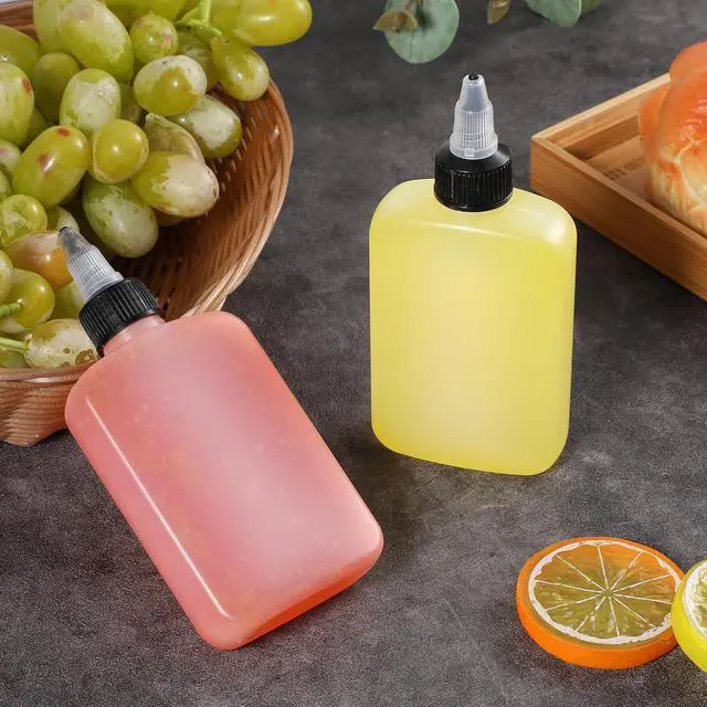 Alt view image 7 of 7 - KALIONE Oil Dispenser Bottle for Camping & Cooking, 4oz Squeeze Condiment Bottle, 2 Pack, High Density Polyethylene, 118.29ml, Reusable, Leak-proof Screw Cap