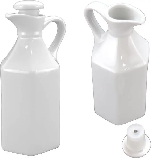 Main image of Iconikal Oil Cruet Set of 2 7oz Ceramic with Lid Olive Oil