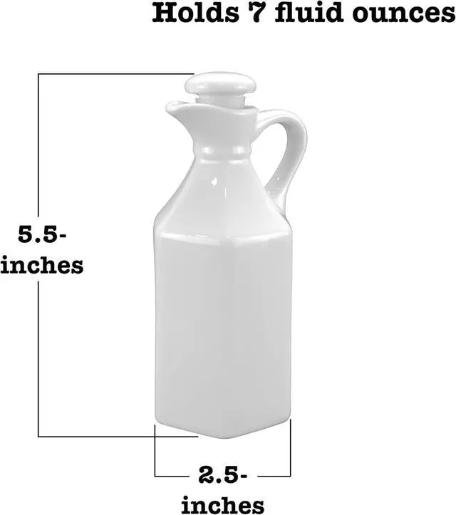 Alt view image 4 of 6 - Iconikal Oil Cruet Set of 2 7oz Ceramic with Lid Olive Oil