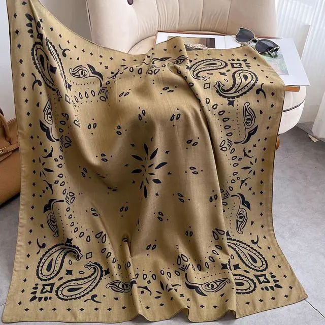 Alt view image 7 of 7 - 35" Head Scarf Large Square Scarf Like Cotton Hairscarf Fashion Scarves Bandana Night Sleeping Wraps for Women B01